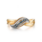 Blue Wave 14K Solid Yellow Gold Natural Blue and White Diamonds Ring Band for Women