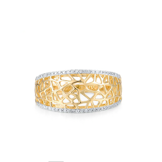 Stunning 14K Solid Yellow Gold with 52 Natural Diamonds Ring Band for Women