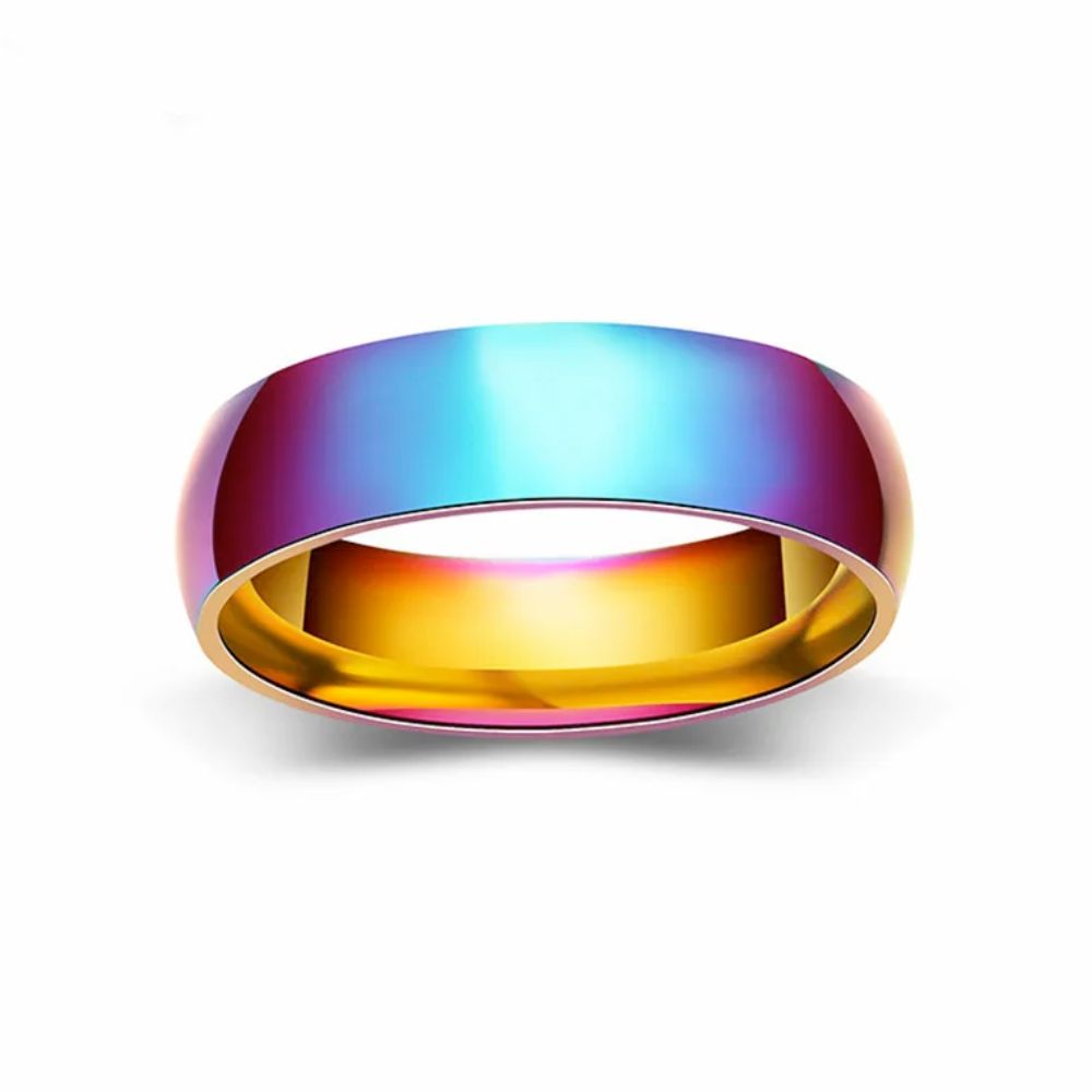 Rainbow Anodized Titanium Ring for Women and Men – Happy Unisex Jewelry