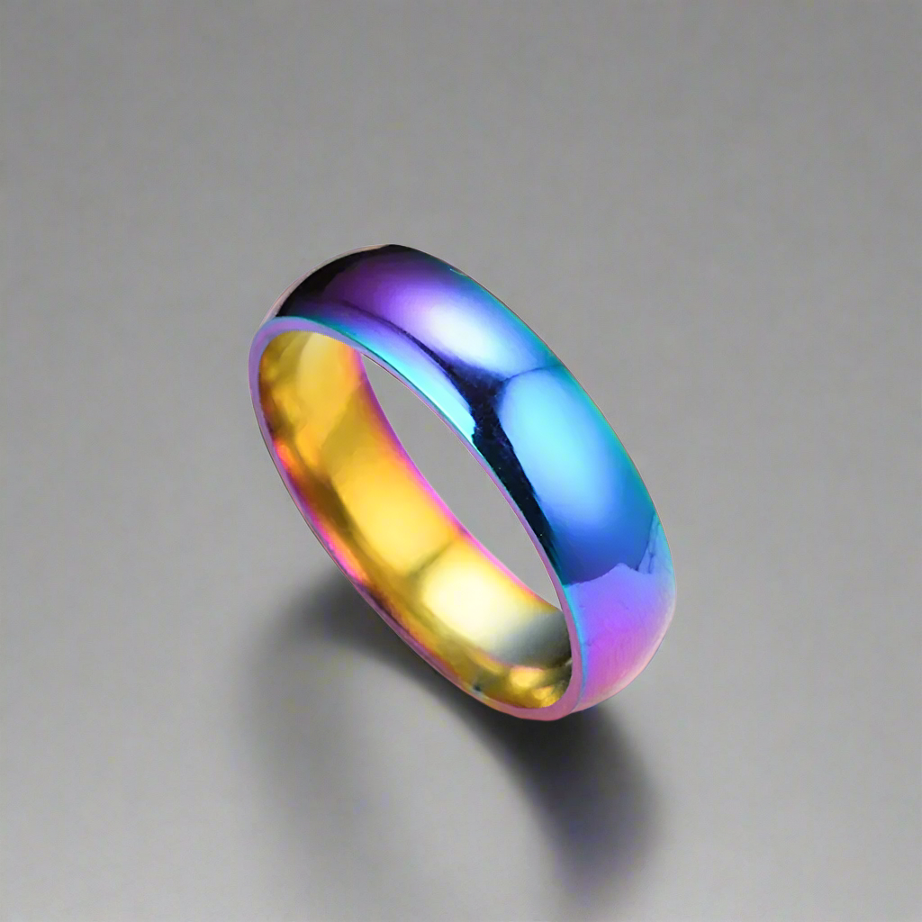 Rainbow Anodized Titanium Ring for Women and Men – Happy Unisex Jewelry