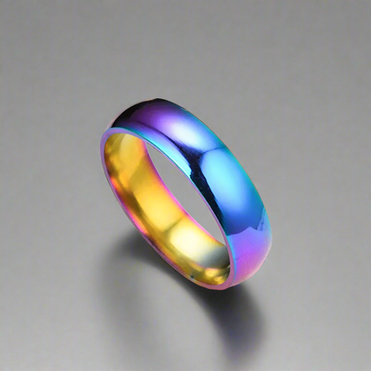 Rainbow Anodized Titanium Ring for Women and Men – Happy Unisex Jewelry