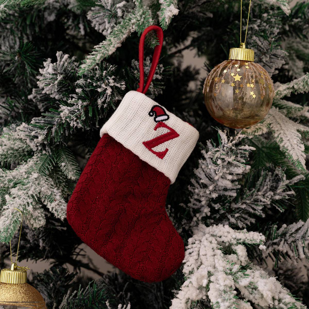 Red Letters Embroidery Hanging Socks Christmas Ornametns