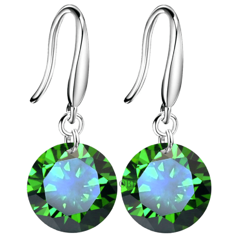 Exotic Emerald Naked IOBI Crystals Silver Drill Earrings - 10mm for Woman