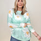 Davi & Dani Daisy Print Crew Neck Loose Knit Top