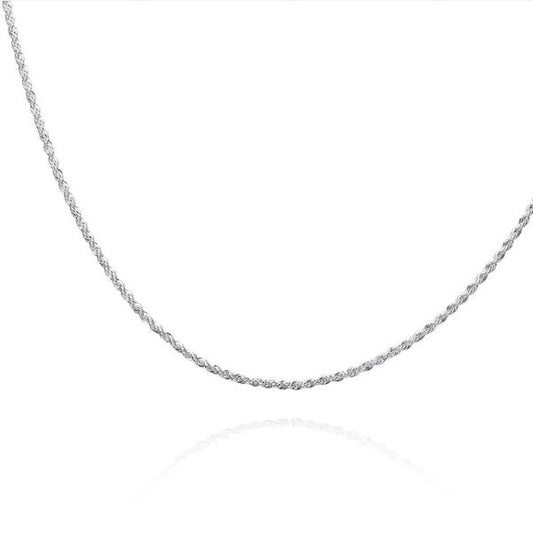 2mm Diamond Cut Silver Rope Chain 16-24 inches for Women or Men Every Day Wear