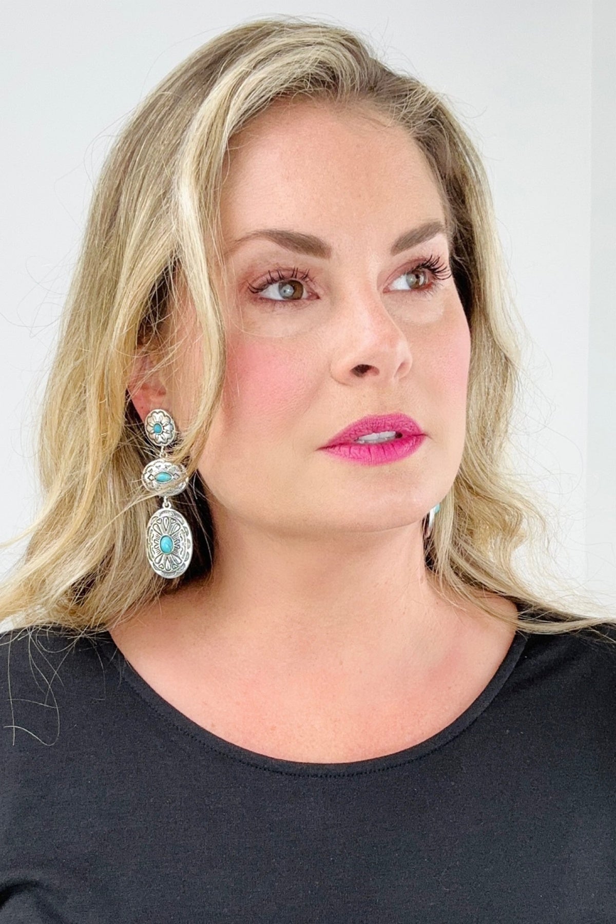 Retro Turquoise Oval Drop Earrings