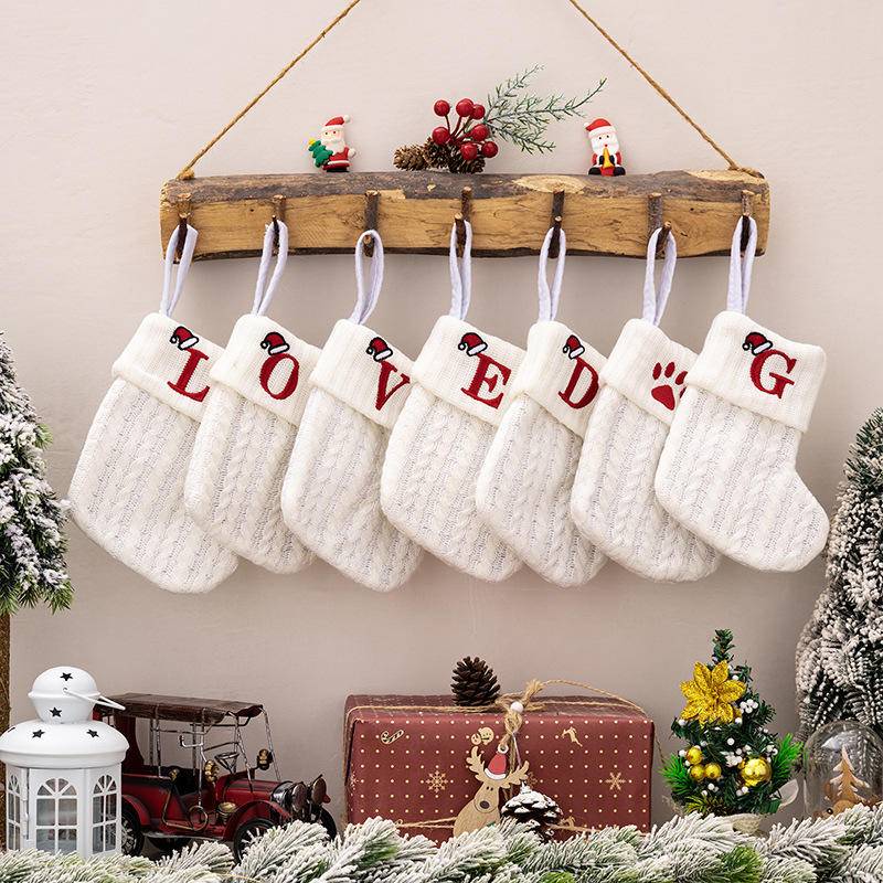 Letters Embroidery Christmas Hanging Socks Ornametns