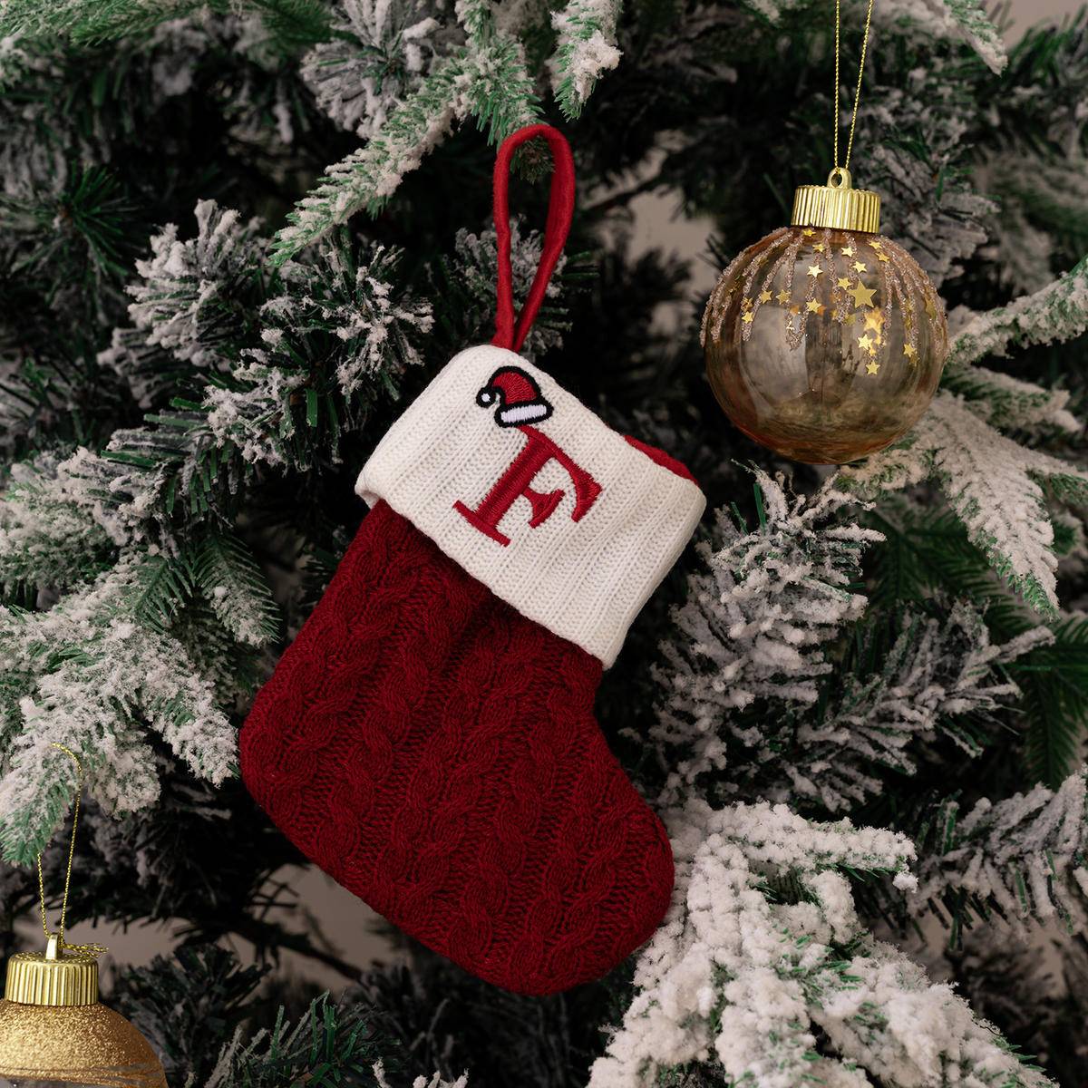 Red Letters Embroidery Hanging Socks Christmas Ornametns