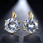 14K Gold Plated Daring Six Prong Large 6.8 Carat Zirconia Solitaire Earrings For Woman