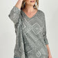 BiBi Aztec Print French Terry V Neck Top