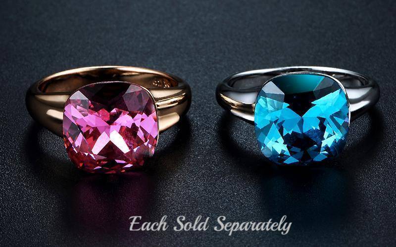 Absolutely Aqua Austrian Crystal Cocktail Ring