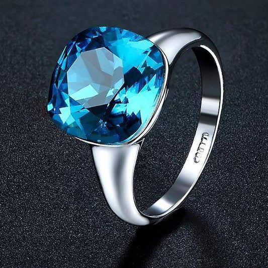 Absolutely Aqua Austrian Crystal Cocktail Ring