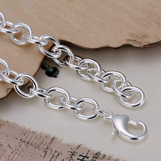 Basic Oval Belcher Link Silver Bracelet
