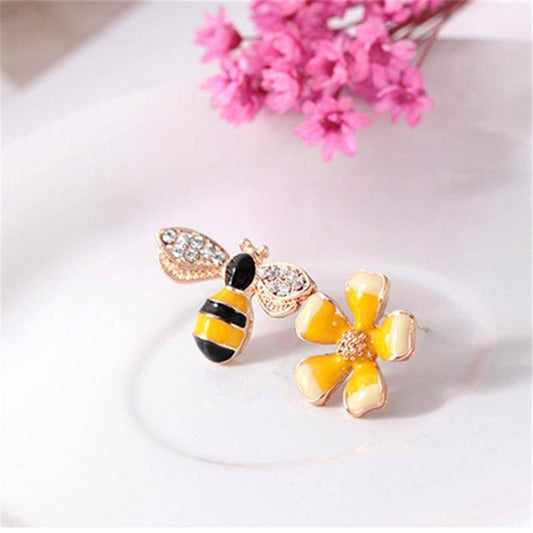 Bees & Blossoms Asymmetrical Earrings