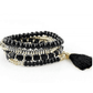 Black Beaded Tassel Bracelet