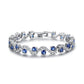 Petite 14K White Gold Plated Sapphire Blue Waves CZ Diamonds Small Wrist Tennis Bracelet for Women Special Occasion
