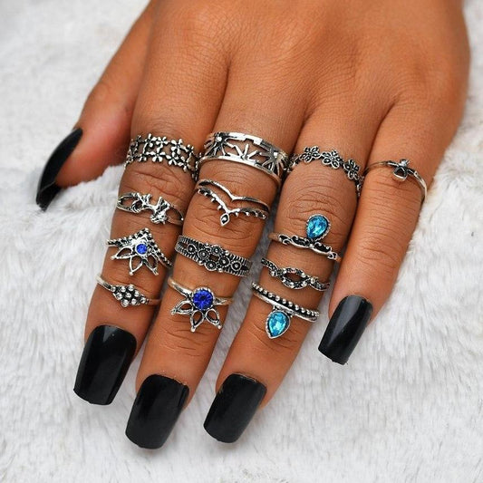 Bounty of Bands Boho Midi-Knuckle Rings Set of 13