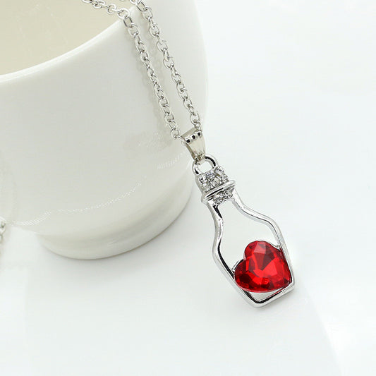 Bottled Up Love IOBI Crystals Necklace In Lovers Red for Woman