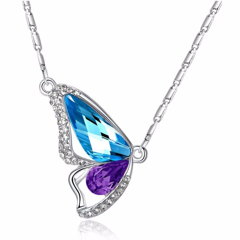 Wondrous Wings Crystal Butterfly Necklace ~ In Ten Colors
