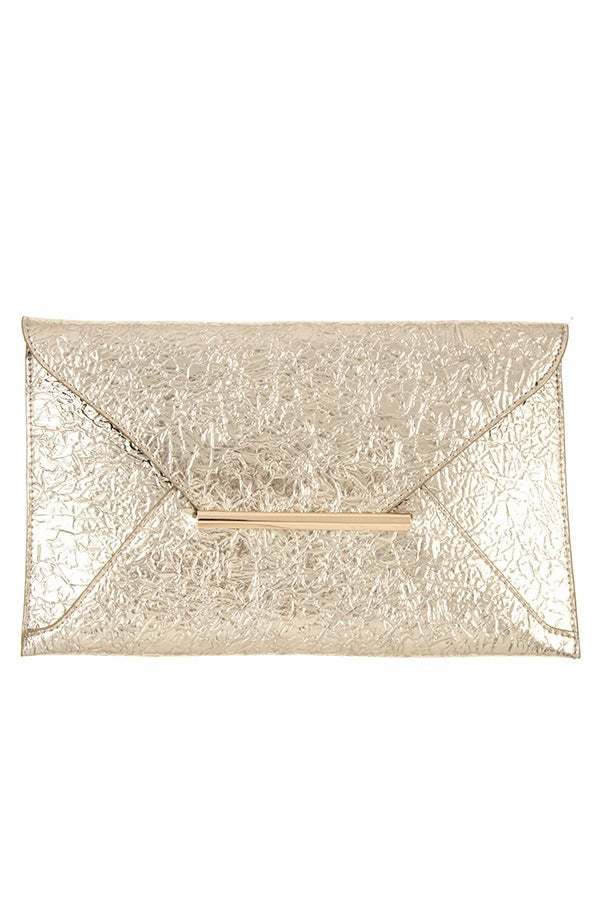 Faux wrinkled leather clutch bag