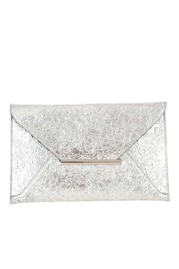 Faux wrinkled leather clutch bag