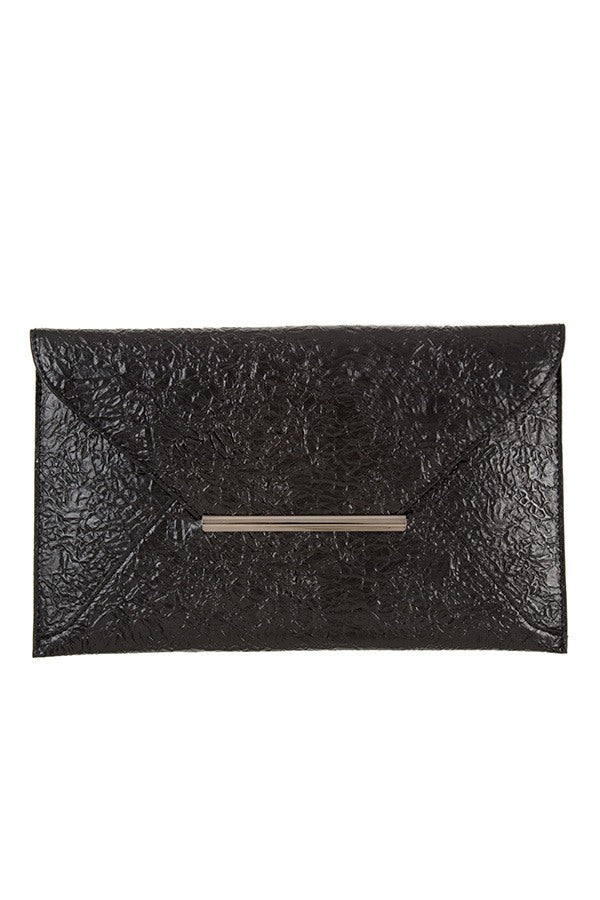 Faux wrinkled leather clutch bag