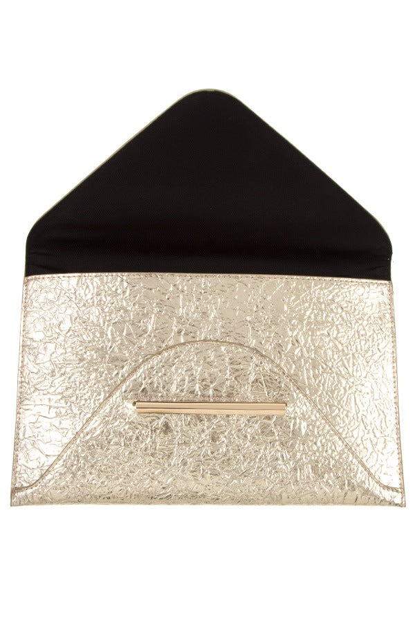 Faux wrinkled leather clutch bag