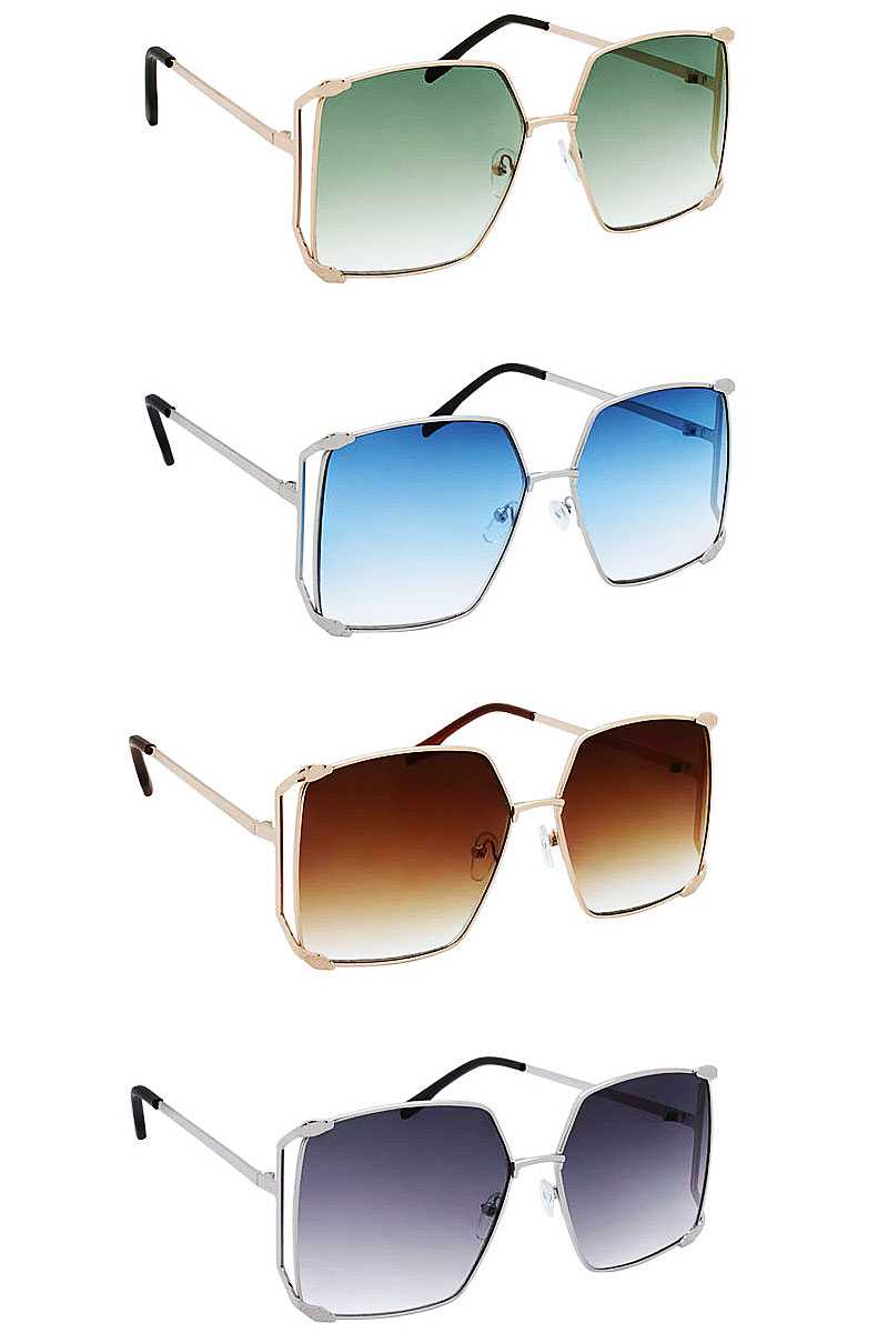 Color Metal Uv400 Square Sunglasses