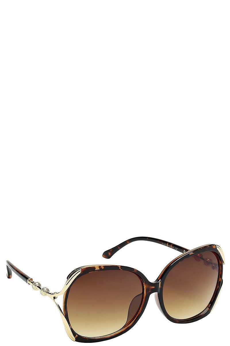 Contemporary Butterfly Frame With Metal Accented Temple Womens Sunglasses