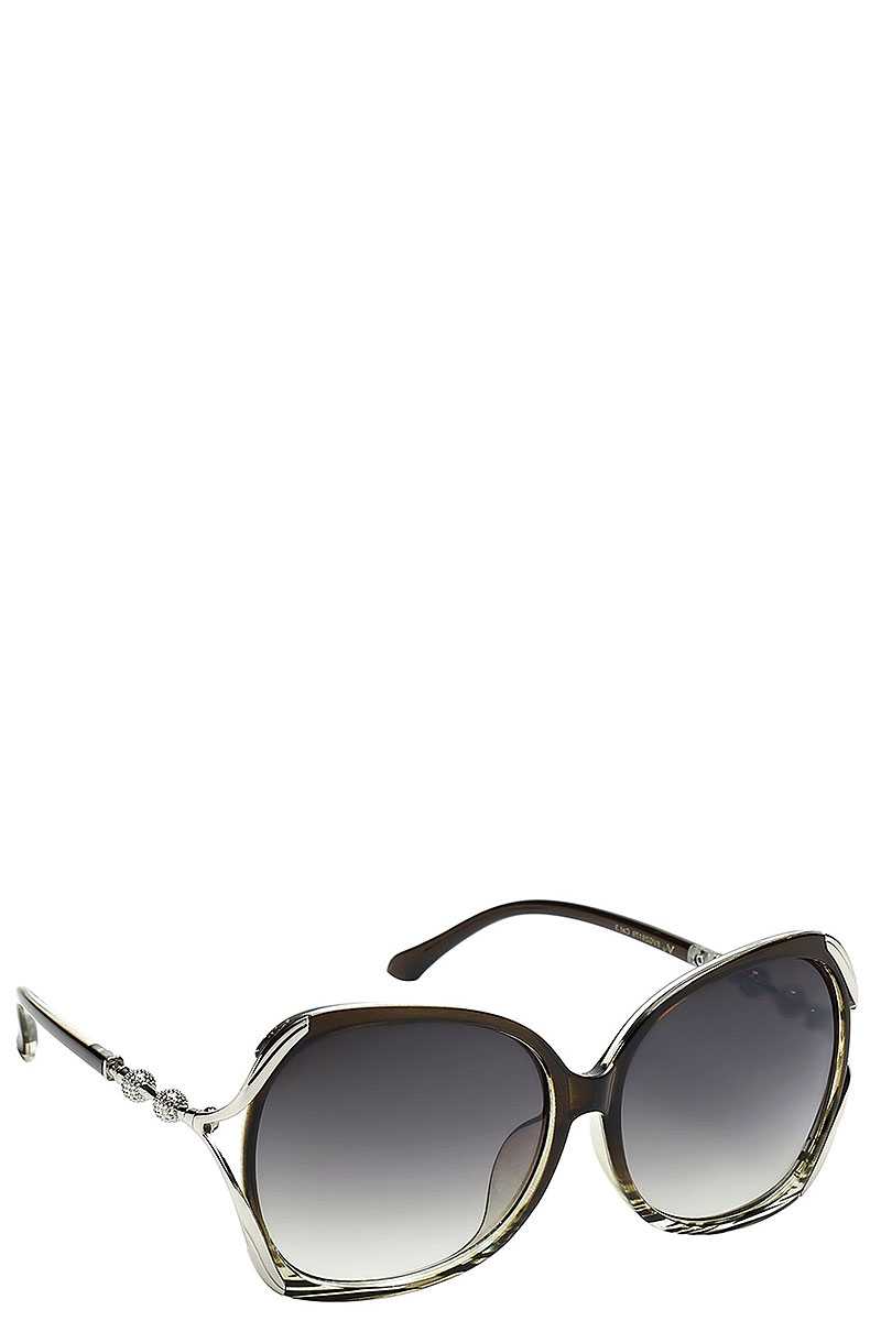 Contemporary Butterfly Frame With Metal Accented Temple Womens Sunglasses