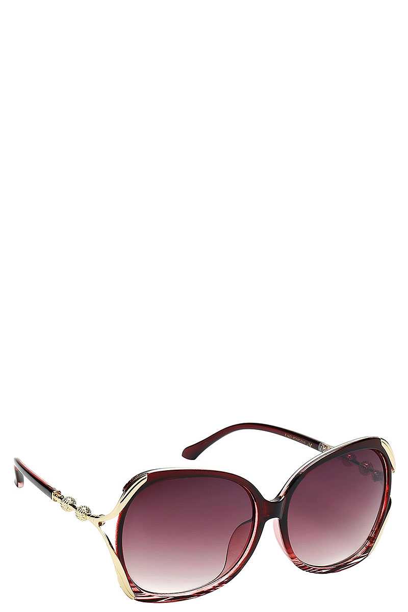 Contemporary Butterfly Frame With Metal Accented Temple Womens Sunglasses