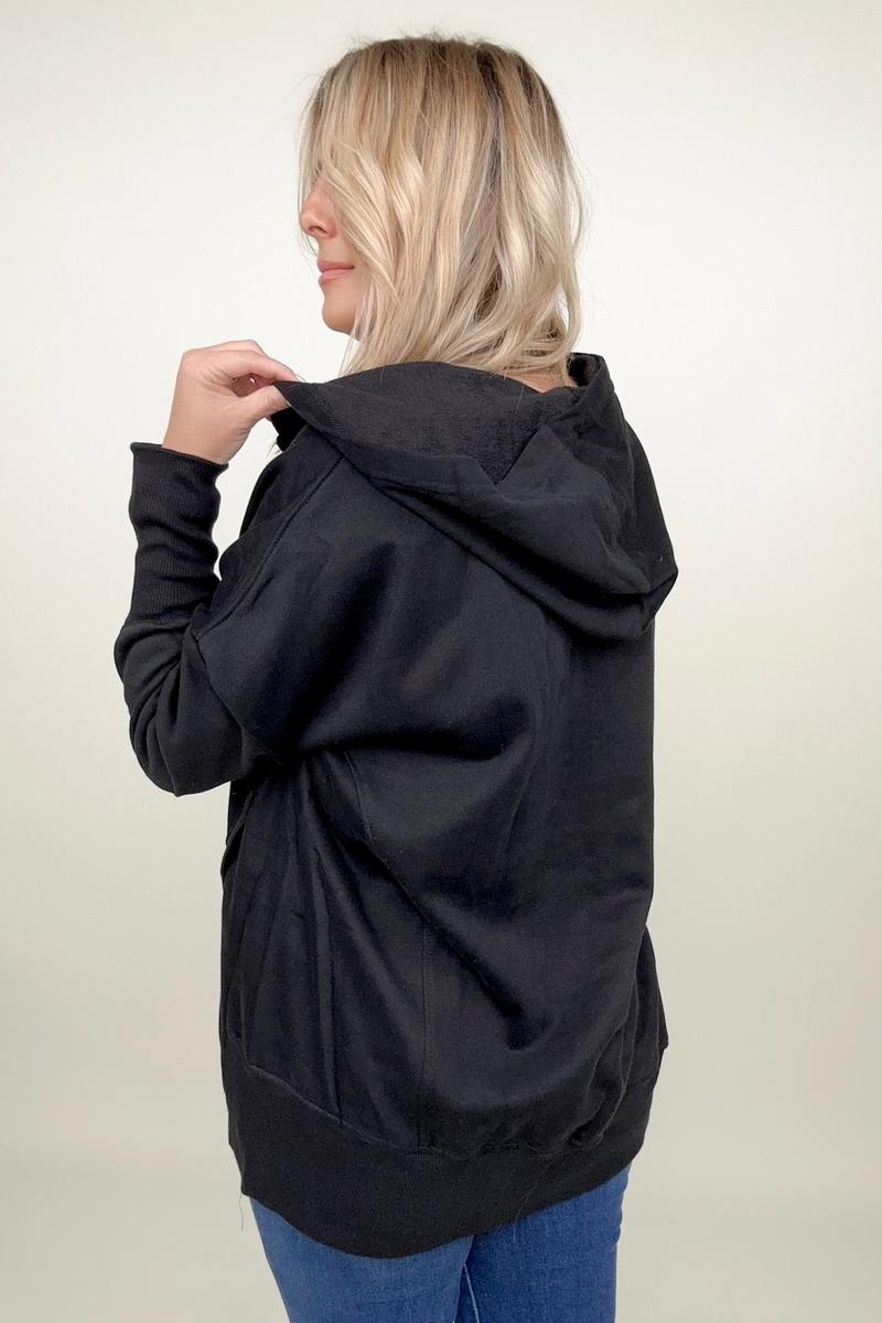 Batwing Sleeve Buttoned Hoodie with Pockets