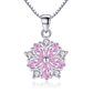 Cherry Blossoms Cubic Zirconia 14K White Gold Plated Necklace for Women