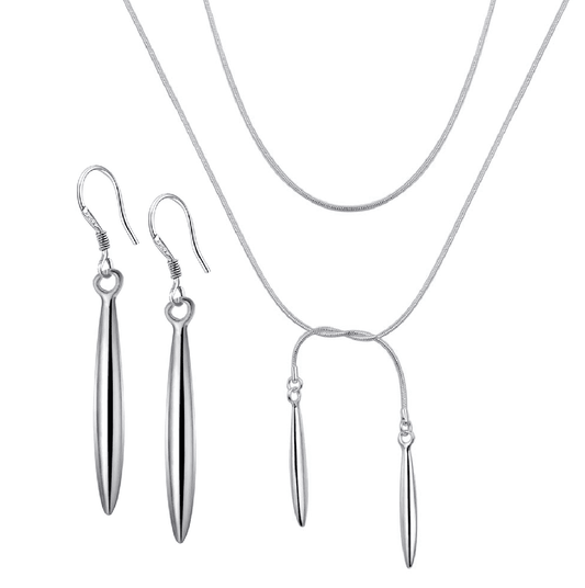 Chic Sticks Silver Wrap Necklace & Earrings for Women