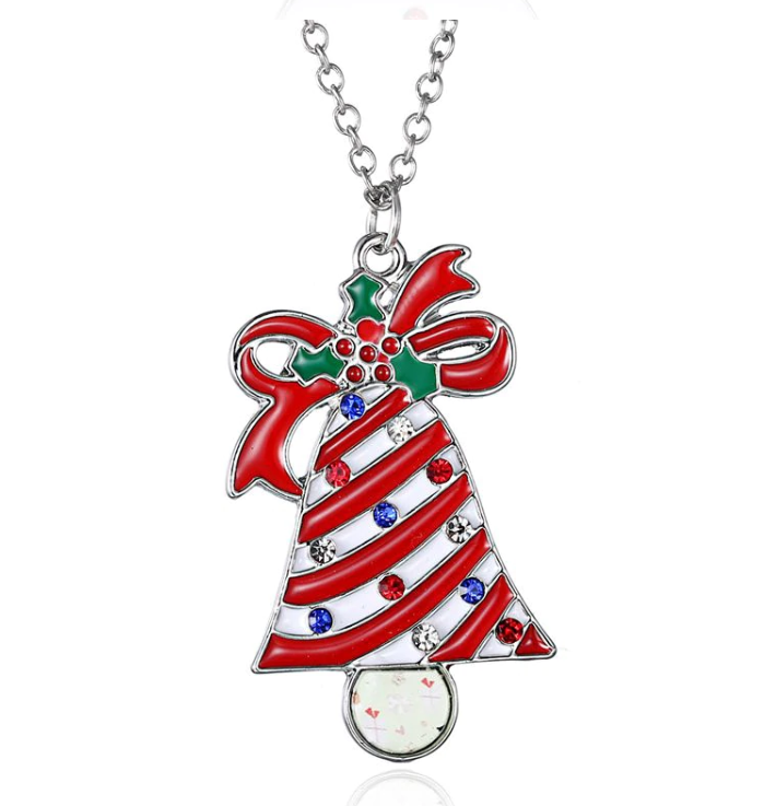 Merry Christmas Enamel Necklace Holiday Gift