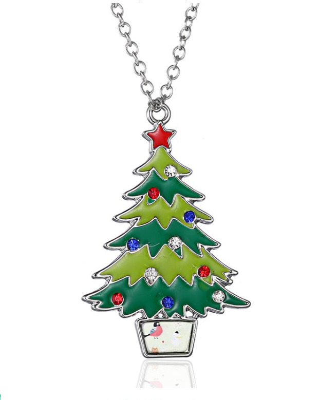 Merry Christmas Enamel Necklace Holiday Gift