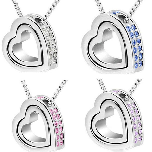 In Love Austrian Crystals Floating Heart Necklace