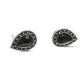 Elegant Black Pear Halo Stud Earrings