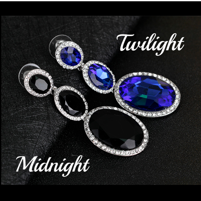 Evening Elegance Triple Crystal Drop Earrings for Women - Two Colors To Choose by Feshionn IOBI