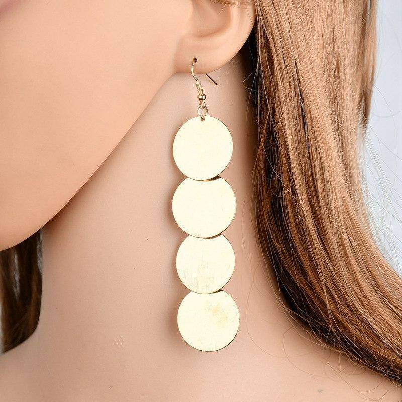 Dangling Burnished Circles Earrings in Gold or Silver