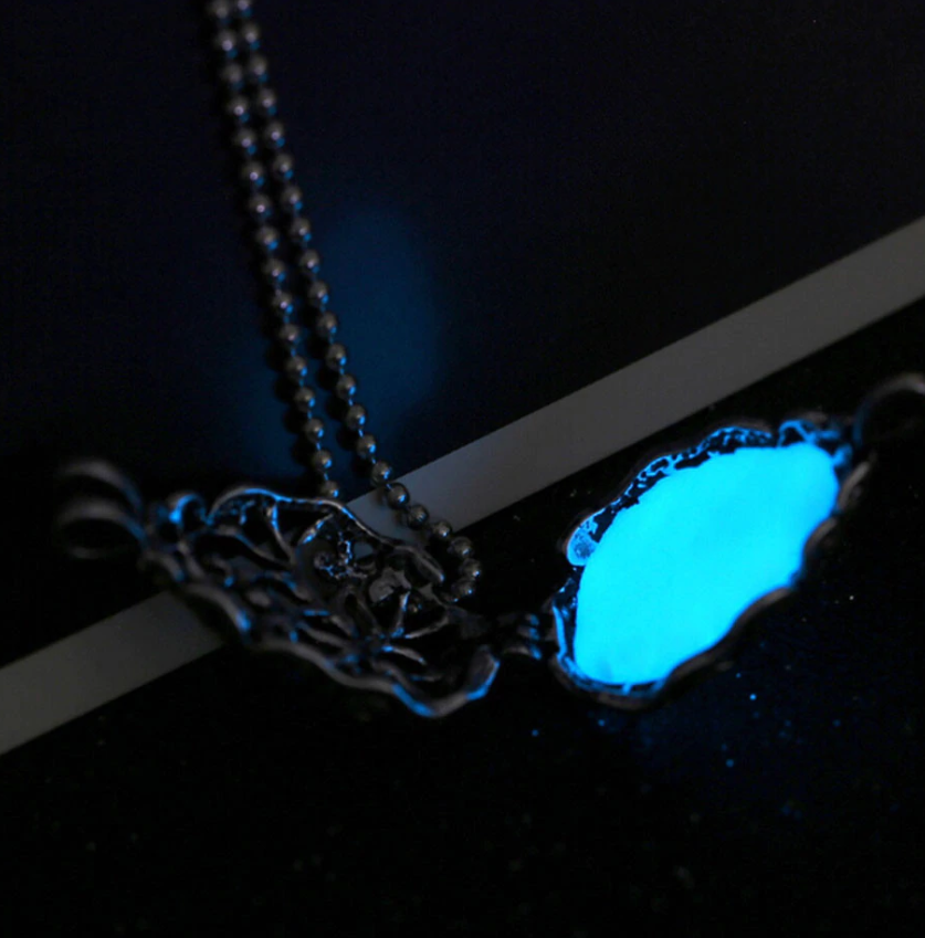 Glow in The Dark Filigree Locket Necklace