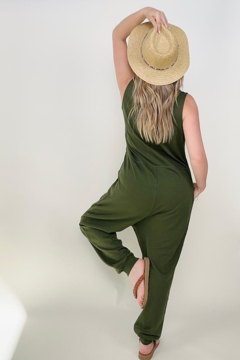 Zenana Solid Sleeveless Harem Jumpsuit