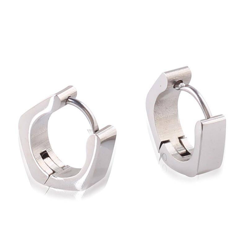 Angled Stainless Steel Huggie Hoop Earrings
