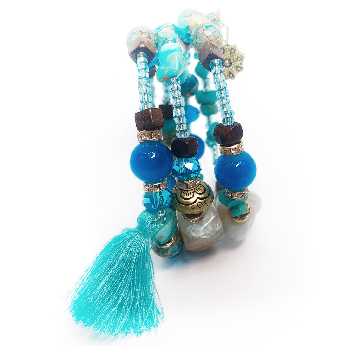 Bohemian Chic Turquoise Multi Layered Coil Bracelet