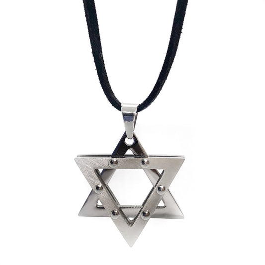 Studded Star of David Stainless Steel Necklace