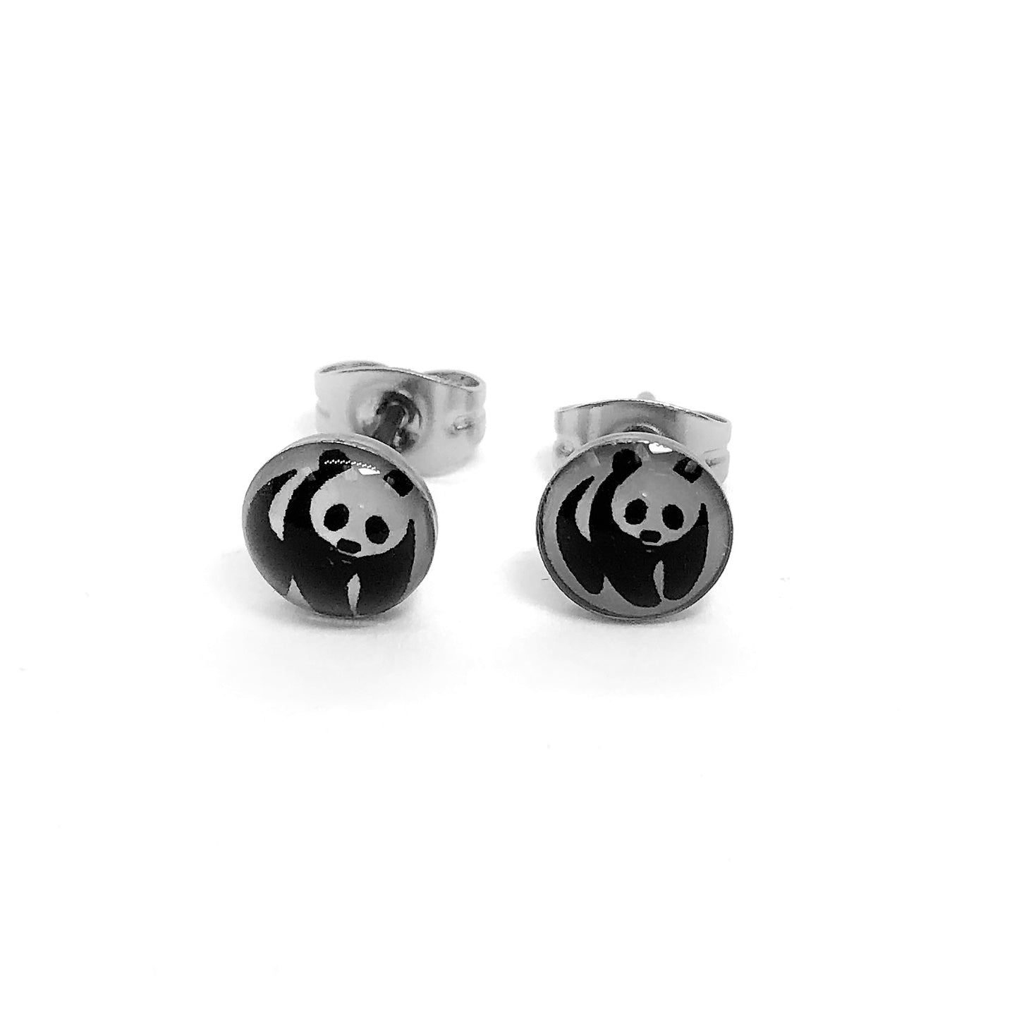 Black & White Bear Stainless Steel Studs