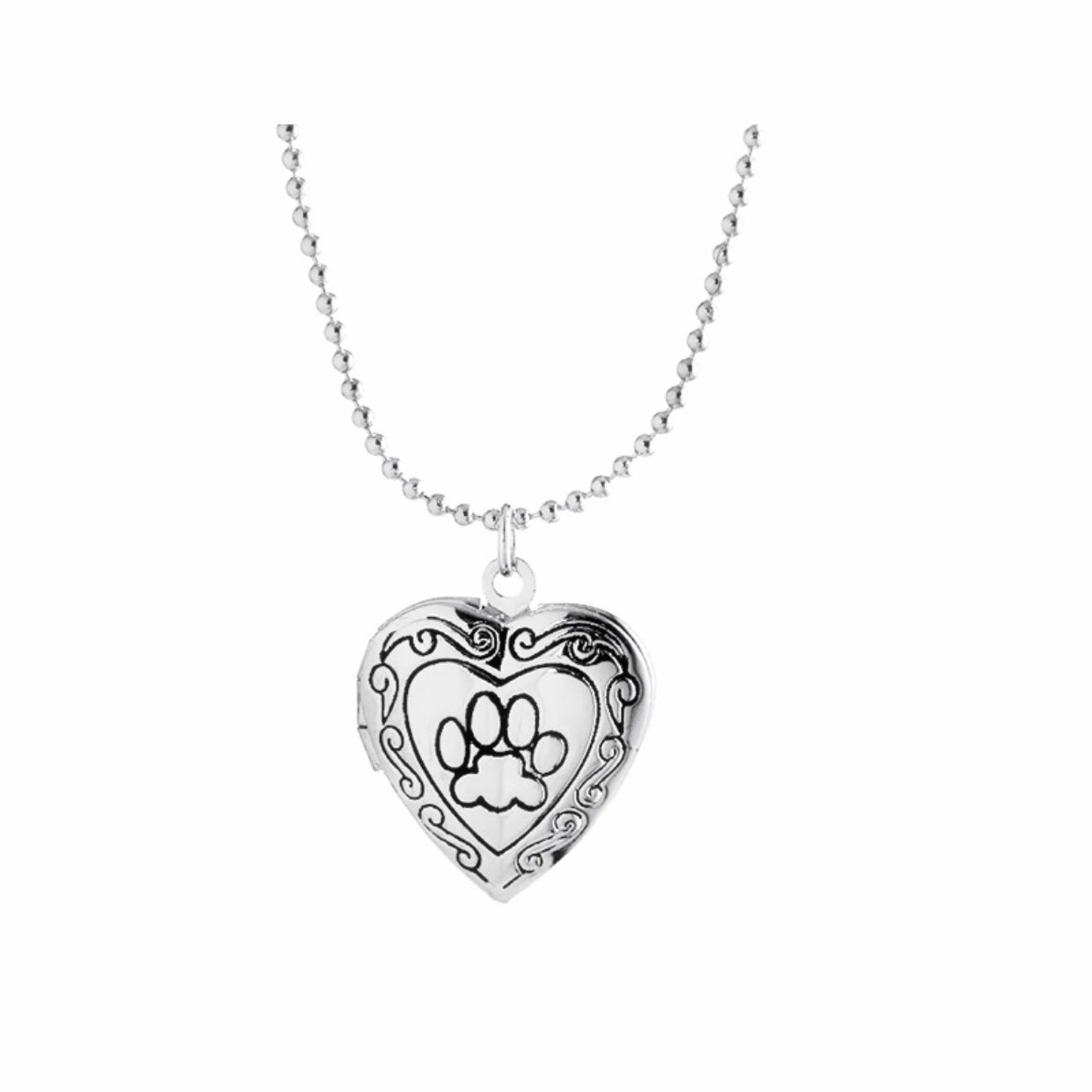 Heart Shaped Dog Paws Print Locket Pendant For Woman