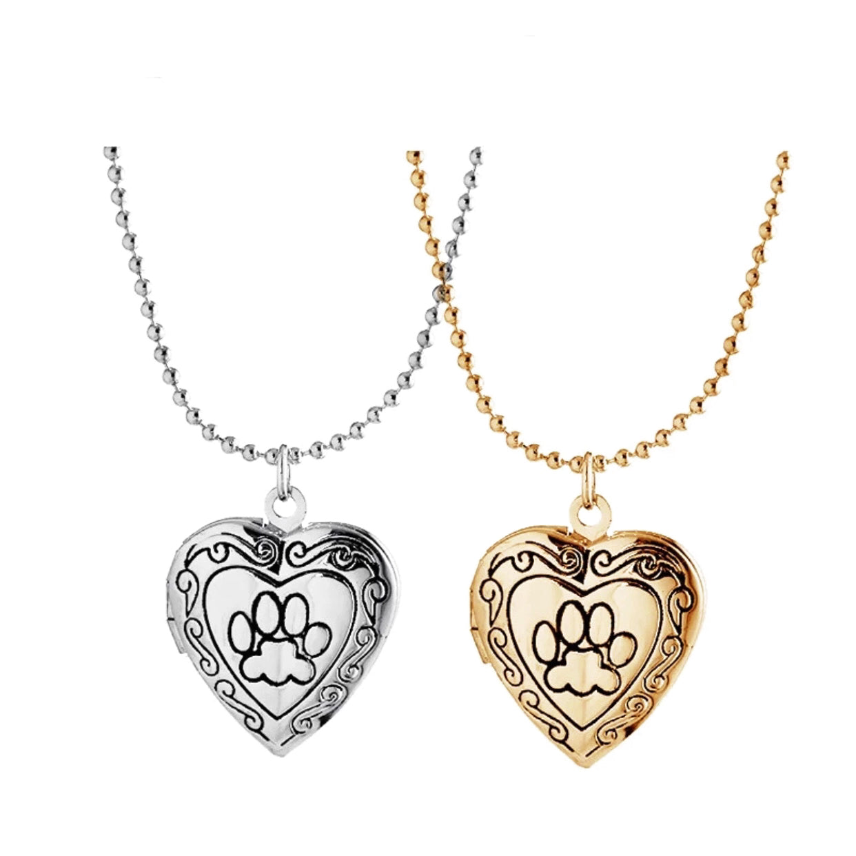 Heart Shaped Dog Paws Print Locket Pendant For Woman