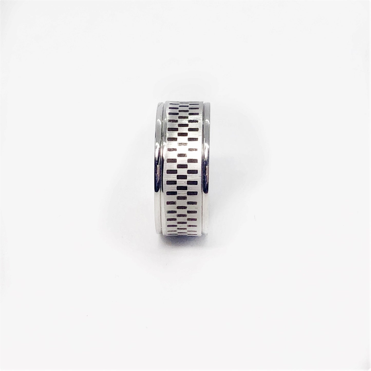 Checkered Style  Stainless Steel Ring