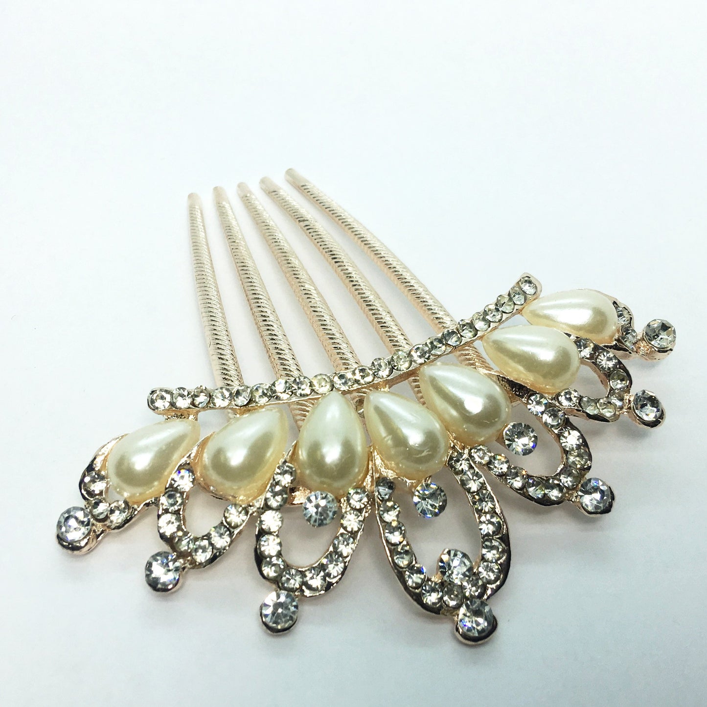 Princess Pearl and Crystal Crown Gold Plated Hair Comb